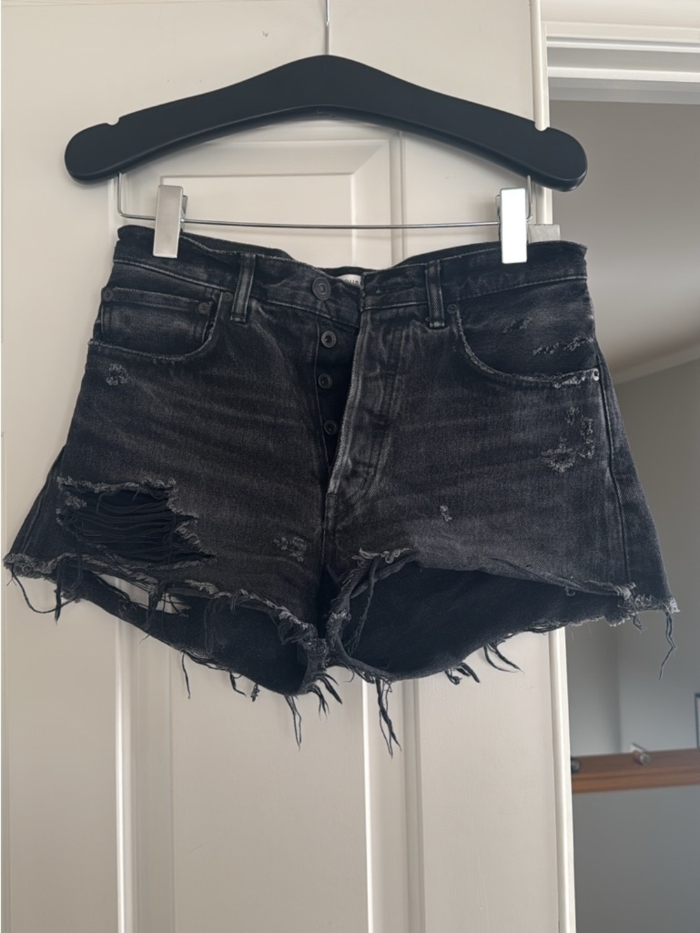 Moussy Durango black denim distressed size 26